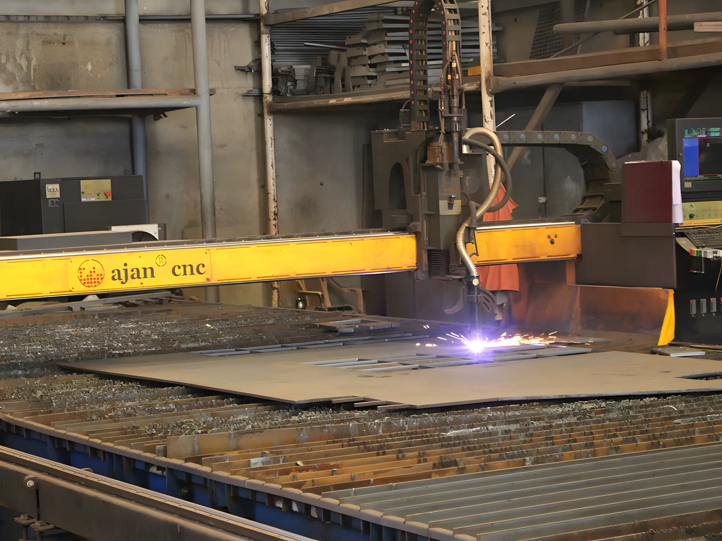 CNC plasma cutting machine in operation