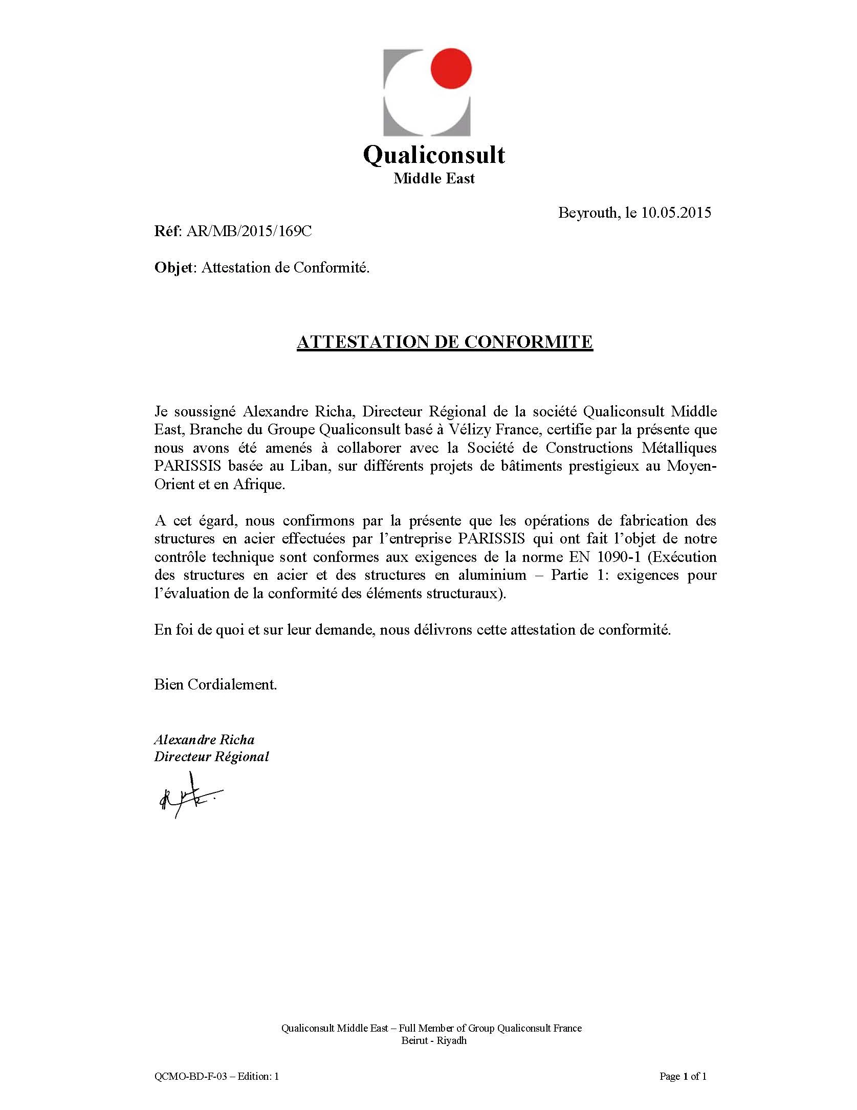 EN 1090-1 Certificate Preview